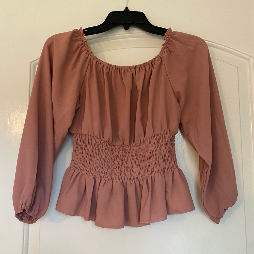 SHEIN Dusty Rose Smocked Blouse